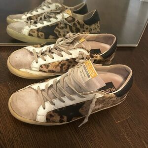 Golden Goose Leopard and Black Star Sneakers